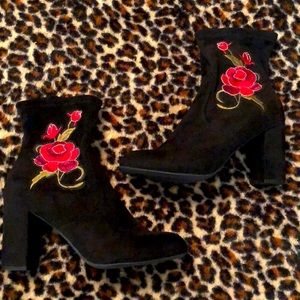 Candie’s Boots.  Gorgeous Rose embroidery. New